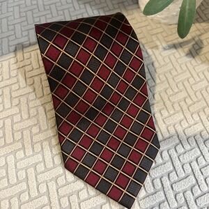 Valerio Garati Necktie 100% Silk RED/GRN Plaid   61" X 3.75" Hand Made